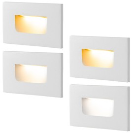 FTL Outdoor Step Lights LED Indoor Stair Lights, 3CCT 3000K/4000K/5000K Outdoor Deck Stair Light, 3.5W 150LM 12V Low Voltage Light for Steps, Waterproof White Aluminum Horizantal 4-Pack