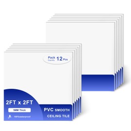 IMXPW Smooth Drop Ceiling Tiles 2ft x 2ft - Waterproof, Fire-Rated, Easy Drop-in Installation - Premium PVC to Prevent Breakage - Ceiling Tiles 24" x 24", 12-Pack Cover 48 Sq. Ft, White