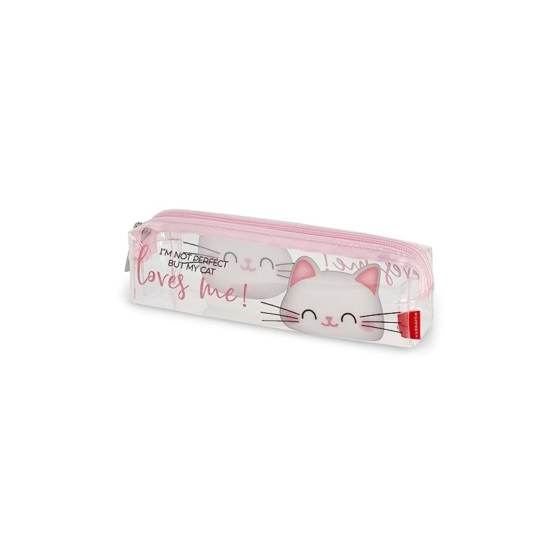 Legami - Transparent Case with Zip, Pen Holder, Spacious, 19.5