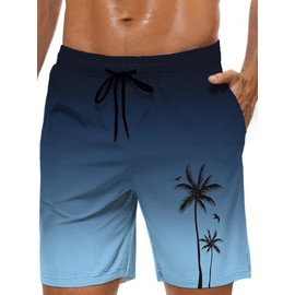 Lzzidou Men's Swim Trunks Quick Dry Hawaiian Board Shorts Mesh Lining Swimsuits with Pockets