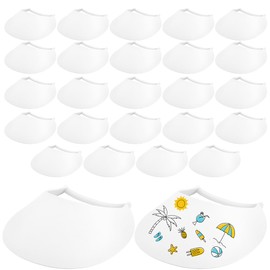 26 Pack White Sun Foam Visors DIY Summer Blank Foam Visors String Adjustable Sun Visor Hat for Adult Kids Summer Gifts Outdoor Supplies, White, One Size