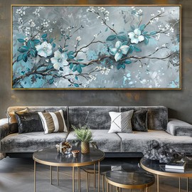 Wall Art Rustic Flowers Wall Decor Plum Blossom Canvas Painting Nature Wall Art for Bedroom Living Room Dining Room Home Office Decor 20"x40" with Framed