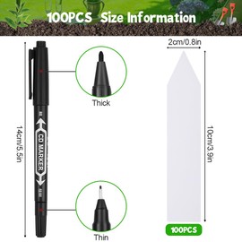 AOOTE Pflanzen Etiketten Marker,100 Stück Gartenpflanze Tags,Pflanzschilder mit 1 Filzstiften, Kunststoff-Pflanzenschilder für Gemüse, Kräuter, blumen,Draussen Wetterfest Gartenschilder