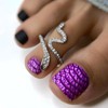 Purple Crocodile Pattern Press on Toenails Short Square Fake Toenails
