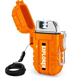 Encendedor Impermeable para Exteriores a Prueba de Viento, Encendedor de Doble arco, Encendedor Eléctrico Recargable por USB, sin Llama, Encendedores Fríos de Plasma para Camping, Aventura, Senderismo, Equipo Táctico de Supervivencia