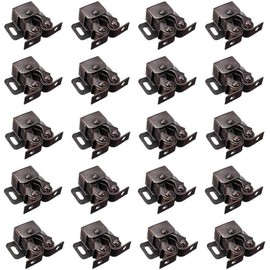 Double Roller Catch Cabinet Latch,20Pcs Hardware Roller Catch Brown Antique Copper Catch Door Latch with Screws,Door Roller Catches, Bronzed Twin Cupboard Latch Cabinet Door Catches with Screws