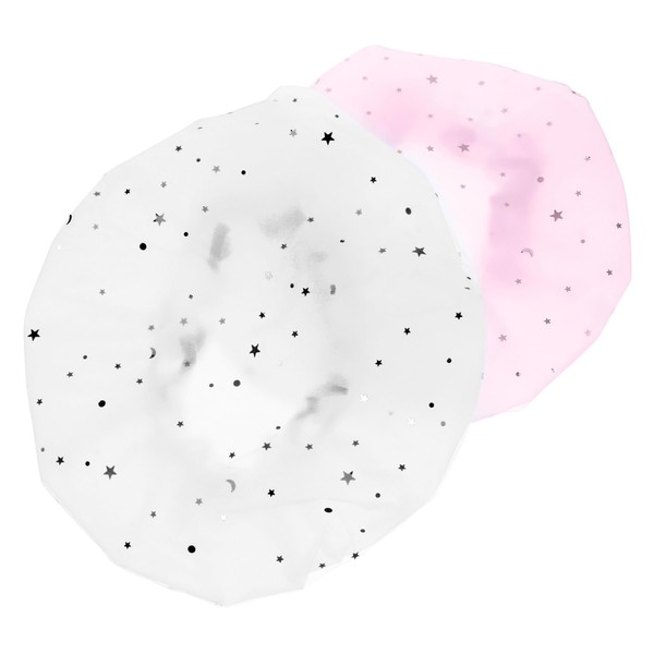 TOVINANNA 2pcs Double Layer Waterproof Shower Cap Women Hats and