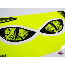 BIKE-label X910061VA Sticker 3D Evil Eyes for Car Motorcycle Scooter Helmet Neon Yellow