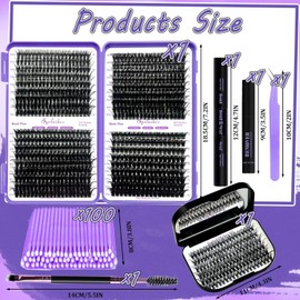 DNSGOOR DIY Lash Clusters Kit 804Pcs D Curl Thick Lashes Clusters Individual Lashes Volume Eyelash Extension kit 12-18mm with Lash Bond&Seal Glue Remover Tweezers