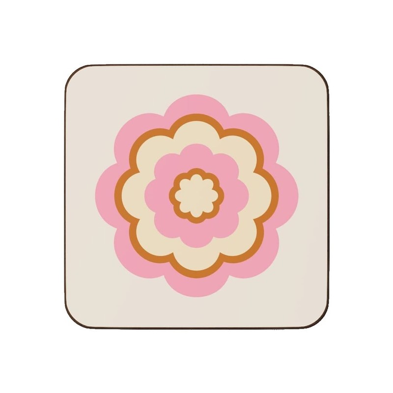 4 Coaster Set 60s 70s Retro Flowers