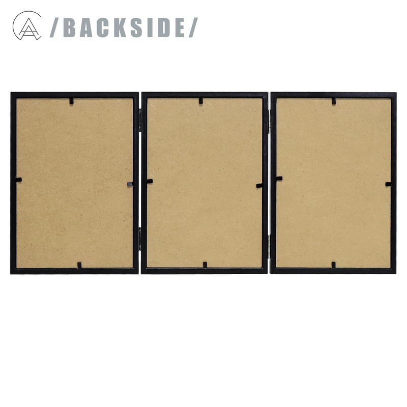 AEVETE Triple 5x7 Picture Frames Black Hinged Folding Photo Frames