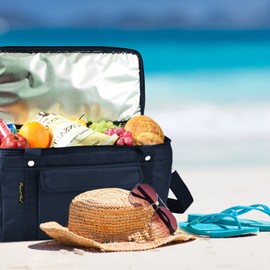 Picnic at Ascot 8025-BLB 42 Can Hybrid Semi-Rigid Folding Cooler, Navy/White