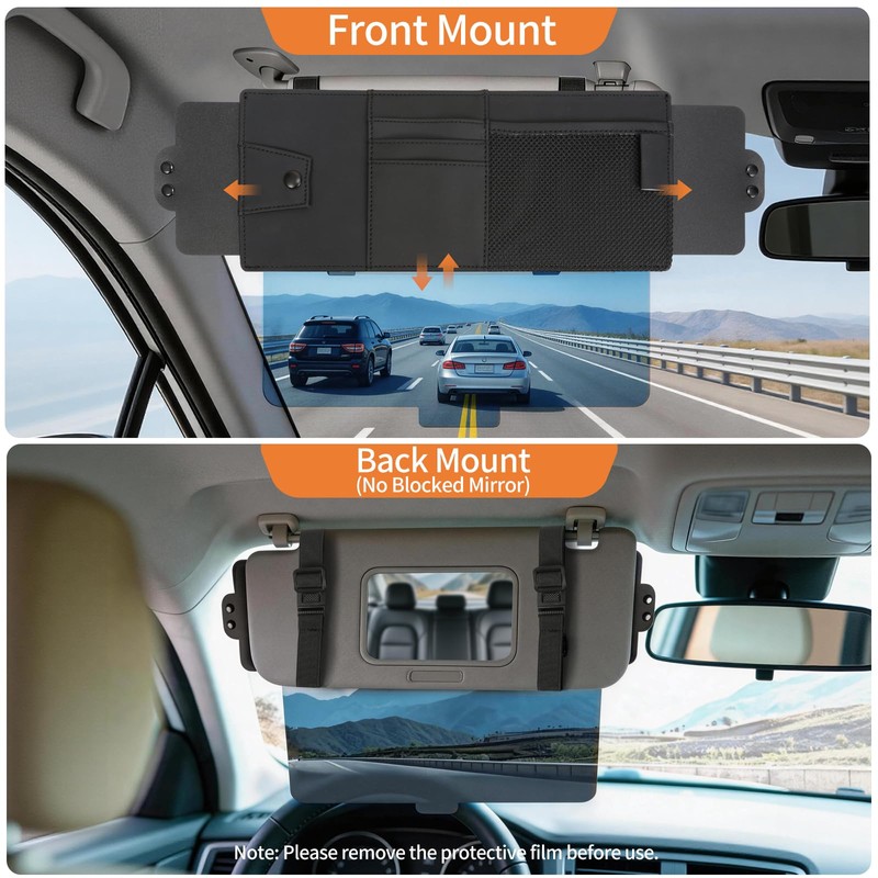 Sun Visor Extender for Car UV400 Polarized with Sunglasses Holder