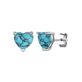 Supcare Turquoise Earrings for Women 925 Sterling Silver Earrings Heart/Round/Drop Stud Earrings with Zirconia Turquoise Hoop Earrings Ear Stud Hypoallergenic Earrings for Birthday Anniversary,