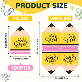 Janlaugh 100 Pcs Back to School Napkins Yellow Pencil Disposable Hand Towels Season Luncheon Dinner Pencil Napkins for Teacher Student First Day of School Party Supplies