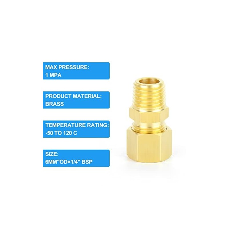 ERGAOBOY 2 Pcs 8MM OD X 3/8" BSP Thread Brass