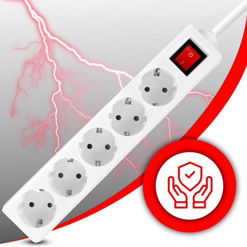 Retoo Power Strip 5-Way Multiple Socket with Switch and 5
