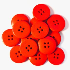 20 Elegant Wooden Buttons 20 mm (2.0 cm) Red Round Four Hole Buttons 2 mm Each Hole - 4-Hole Buttons for Crafts, Sewing, Sewing, Craft Buttons, Jacket Buttons, Coat Buttons