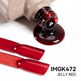 MAYCHAO 15ML Jelly Red Gel Nail Polish 1Pc Sheer Red Gel Polish Soak Off UV LED Transparent Nail Polish Nail Art Starter Manicure Salon DIY at Home, 0.5 OZ