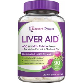 Doctor's Recipes Liver Support Supplement, Liver Cleanse, Detox & Repair, Milk Thistle Extract 60