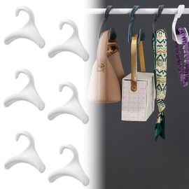 JnTech Bag Hook, Bag Hanger, Bag Holder, Handbag Hanger, Bag Storage Hanger, For Hanging Bags and Purses, Plastic, Space Saving, Storage Closet, Set of 6 (White)