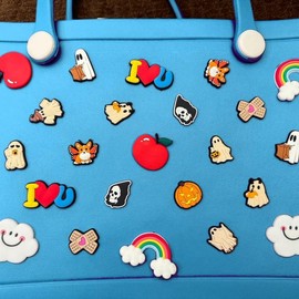 Charms Collection - 1 Pack with Set of 8 Random Charms, Christmas, Thanksgiving Cute Charms:_Light Blue_XL