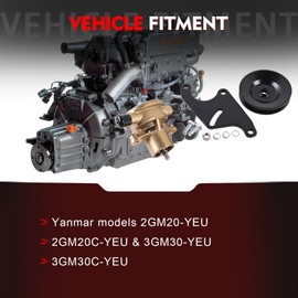 128377-42500 Crankshaft Mounted Sea Water Pump with Bracket for Yanmar Marine Engine 2GM 3GM, Compatible with Johnson Pump 10-24509-01, 24509-02, 10-13337-01