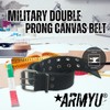 ARMYU Military Double Prong Canvas Belt, Heavy Duty Army Pistol