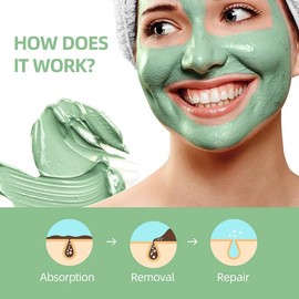 PureNaturis Organic Green Tea Clay Mud Mask - Soothing & Deep Cleansing Skincare, Hydrates & Brightens, Travel Size 2.8 oz