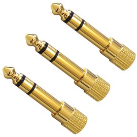 Fuji Parts AC-666-3P 3.5mm Stereo Mini Plug (Female) - 6.3mm Stereo Standard Plug (Male) Conversion Plug Set of 3