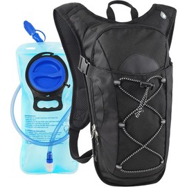 Hydration Backpack with 2L Hydration Bladder Water Backpack for Hiking Hydration Pack for Running Cycling Hiking - Color: New Black