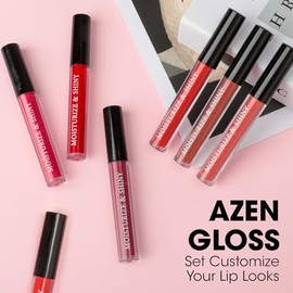 AZEN Juego de 24 Brillos Labiales a Granel, Juego de Brillo Labial Brillante para Mujeres y Niñas con Ricos Colores Variados