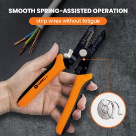Wire Stripper, HARDELL+ 5 in 1 Multifunction 7.5" Wire Stripper Tool with Hidden Spring for 10-20 AWG, Professional Wire Strippers Electrical for Stripping, Cutting, Crimping, Clamping, Looping