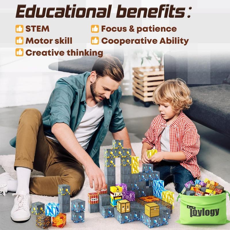 Coodoo Magnetic Blocks-140 Pcs Cube With Tutorial and Storage Bag