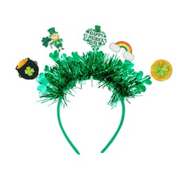 JDRGJTH St Patricks Day Headband,Clover Leaf Green Glittery Hair Accessory,St. Patrick's Day Party Accessory for Spring Celebrations,St Patrick’s Day Decoration for women