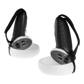 (1 Set) Orzero 1 Pair TPU Controller Cover and Nylon Strap Compatible for Quest 2, Anti-Throw Protective Adjustable Handle for VR Gaming Headset - Black