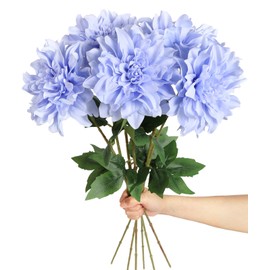 INSUNSIX Artificial Dahlia Flowers,6PCS Light Blue Flowers 23.62" Faux Dahlia Flowers Silk Flowers for Wedding Party Home Decorations(Light Blue)