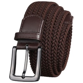 Cinturón Elástico de Lona Nylon, Cinturón Trenzado de Moda Casual para Hombres y Mujeres, Tela Transpirable (Marrón Oscuro, S)