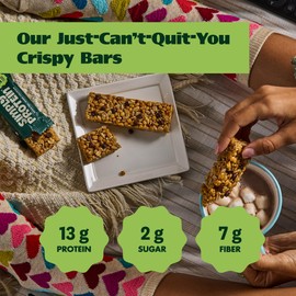 Simply Protein - Peanut Butter Chocolate Crispy Bars - Plant Based Protein Bars - Low Carb, Low Sugar, High Fiber - 13g Protein, 2g Sugar, 7g Fiber - Vegan, Gluten Free, Non GMO, Kosher - 8 Bars