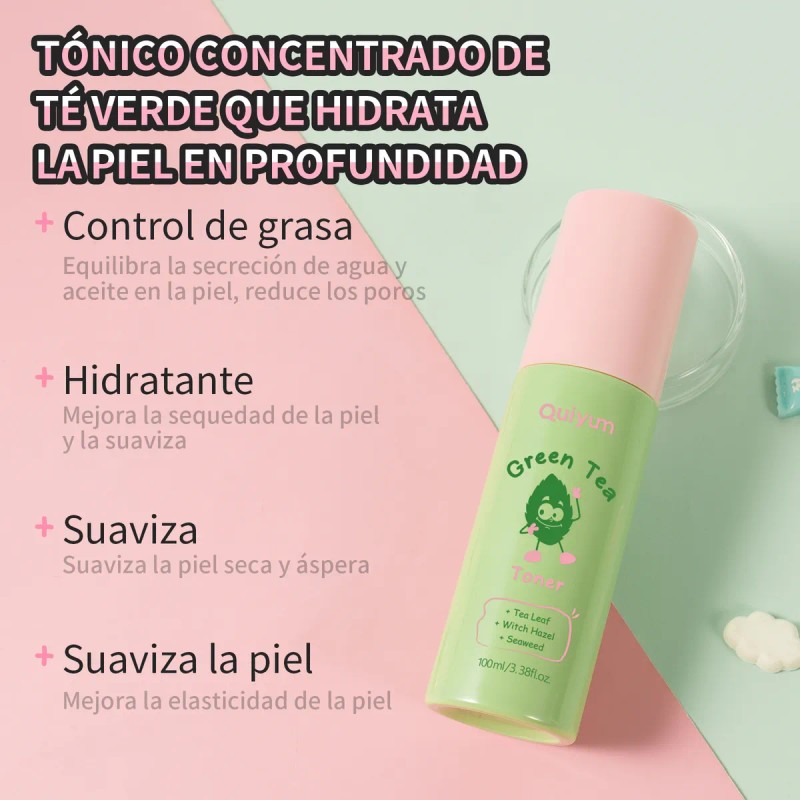 Set Quiyum Té Verde 7 Pzs Cuidado Facial Piel Suave