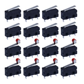 16Pcs Micro Limit Switch 125 250V AC 5A SPDT 1NO 1NC Micro Switch Normally Open Close Momentary Limit Switch with Hinge Lever (8*Long Handle +8*Roller Lever Arm Red)