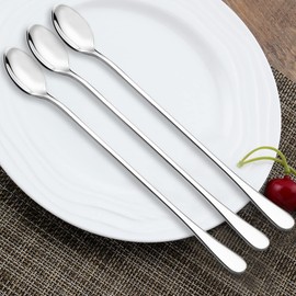 Cucharadita helada de mango largo de 9 pulgadas, juego SourceTon de 10 cucharaditas heladas de acero inoxidable para té helado, café, cóctel, batido, bebida fría