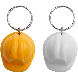 Cldaisy White Plastic Safety Helmet Keychain Key Ring 3D Hard Hat Key Chain Jewelry Gift, Car Keychain