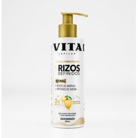 Vitacilina Capilar Crema para Peinar Rizos Definidos 200 ml | Rizos con forma y frizz controlado | Con retinol, aceite de marula y péptidos de avena