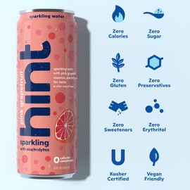 Hint Sparkling Water, Pink Grapefruit - Carbonated Fruit-Infused Water with Electrolytes, Zero Calories, and Sugar Free - 12 Fl Oz Cans (Pack of 12)