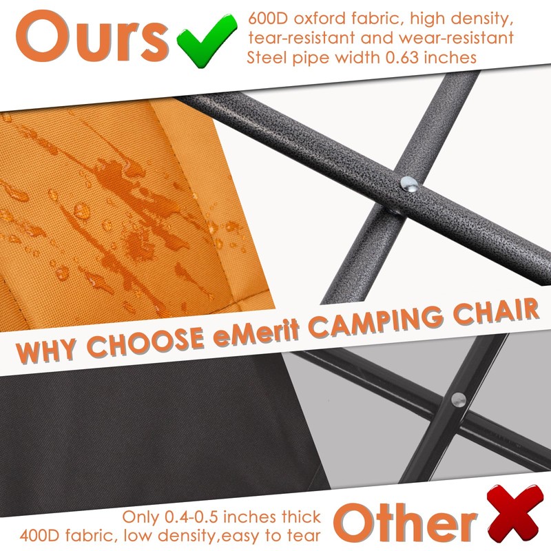 EMERIT Oversized Double Duo Camping Chair Folding Camping Loveseat 2