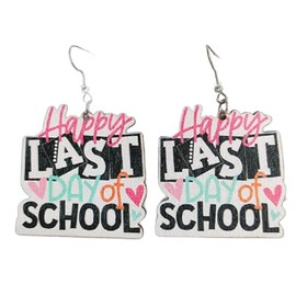 Teacher's Day Earrings Graduation Wooden Dangle Earrings Dainty Cap Clothes Book Shape School Earrings Shinning Giltter Last First Day of School Drop Earrings Back to School Jewelry Gifts -Style 8