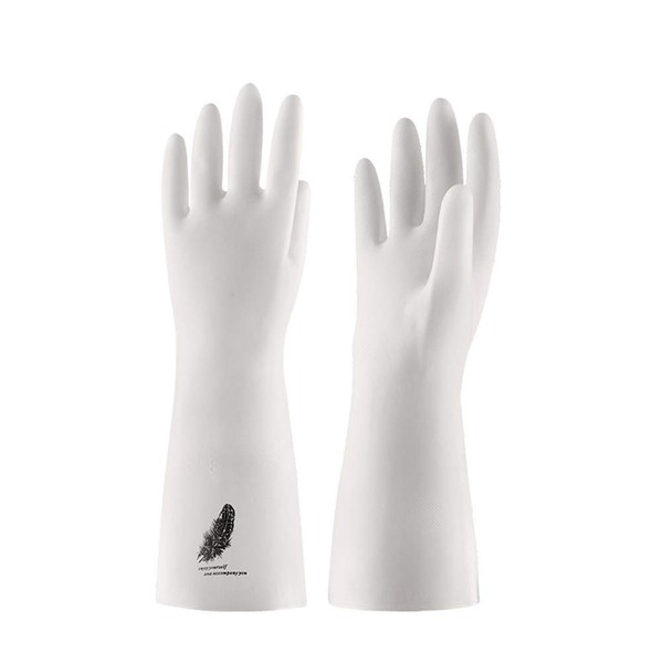 BESTonZON 1 Pair Latex Dishwashing Gloves Waterproof Kitchen Clothing Cleaning Gloves Hand Protection Glove (33 cm, Short Style, M)