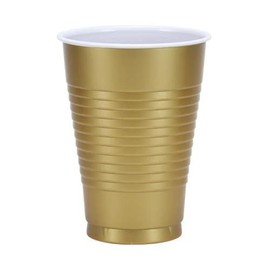EcoQuality 12oz Gold Plastic Cups – Disposable Party Drinking Cups for Cold Beverages, Durable and Stackable, Ideal for Parties, Events, BBQs, and Everyday Use (960)