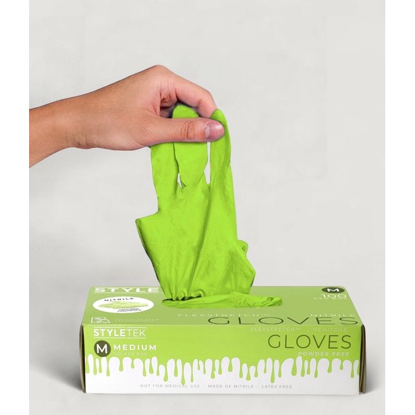 STYLETEK Nitrile Lime Green Glove, Disposable Glove, Powder Free, Thick